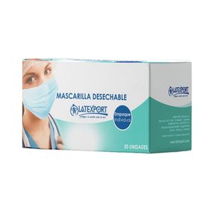 Tapabocas 3 Capas Desechable Azul Empaque Individual x 50 Und - Caja