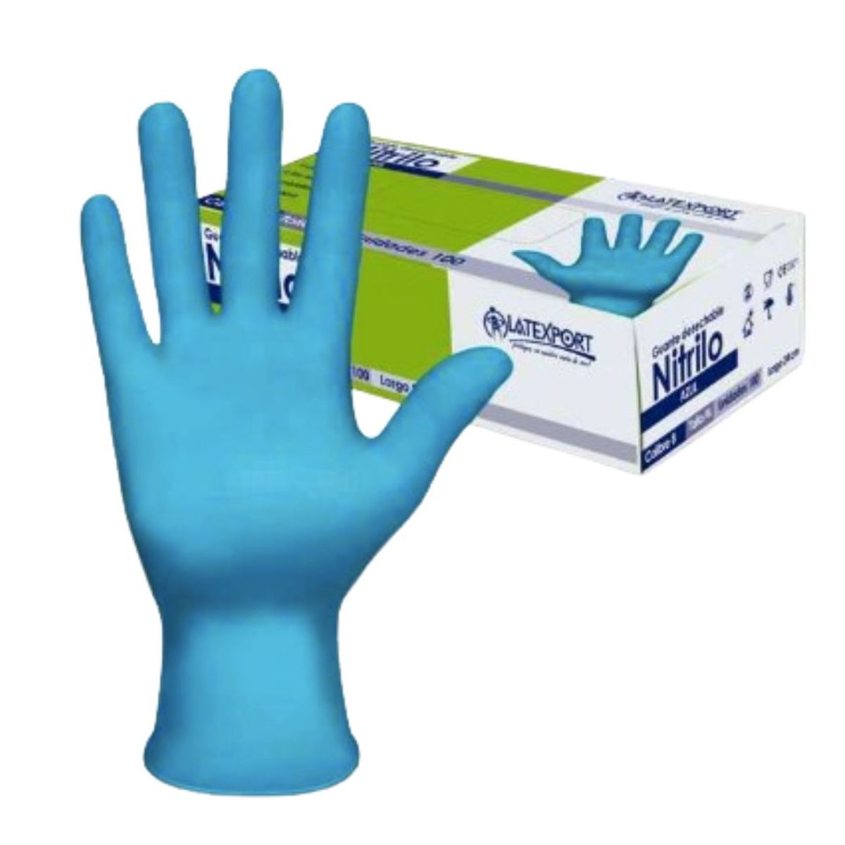 10X Guante Manipulación Nitrilo Azul C8 Latexport Talla S x 100 Und Caja