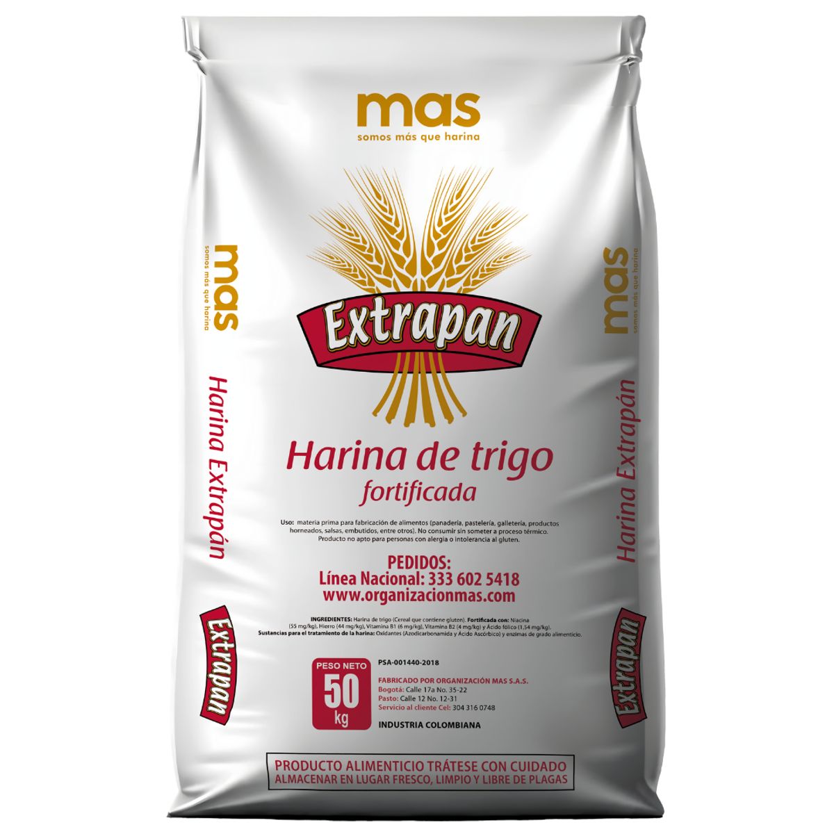 10X Harina Extrapan De Trigo Fortificada Mas Bulto 50 Kg