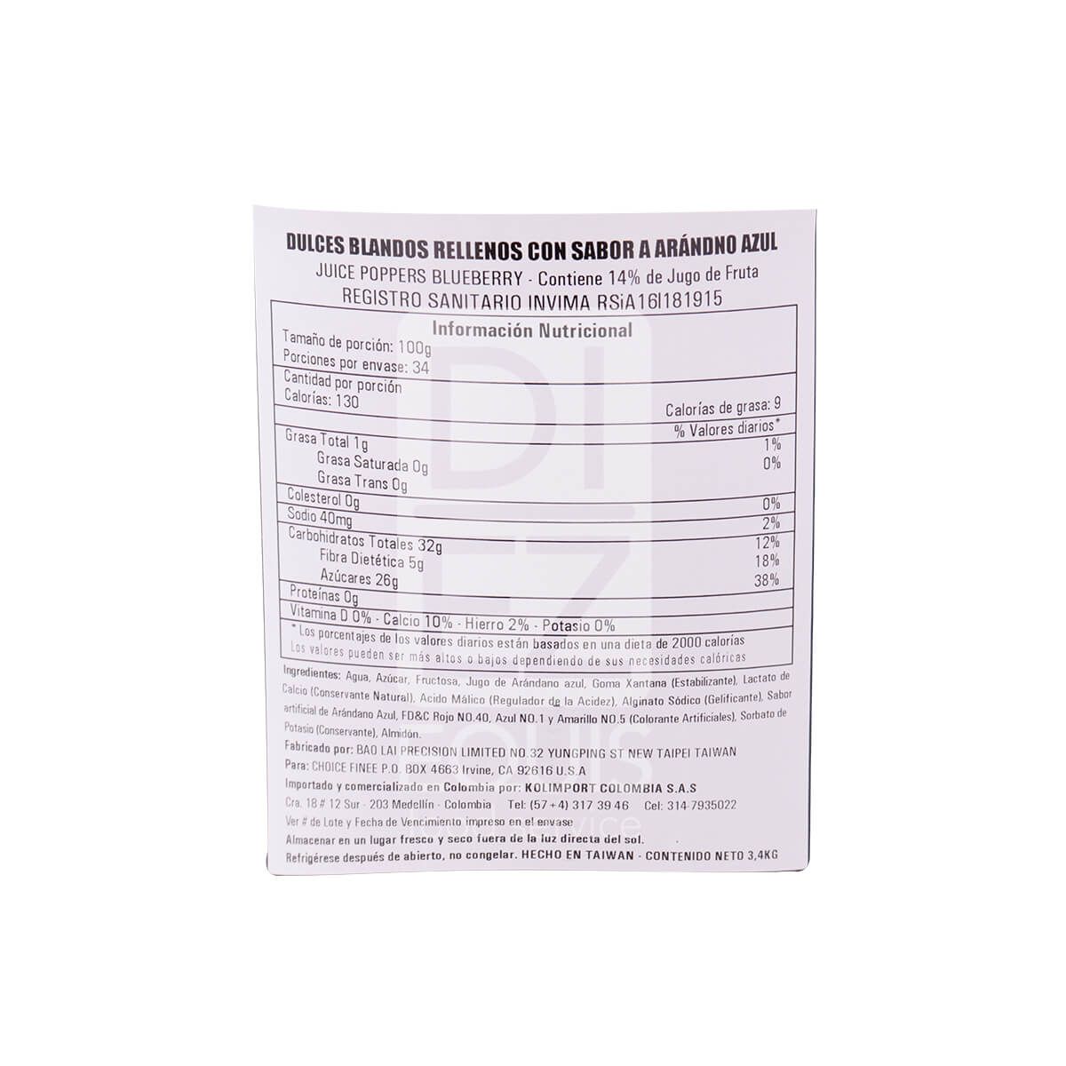 10X Perla Explosiva Cereza Juice Poppers x 3.400 Gr Balde