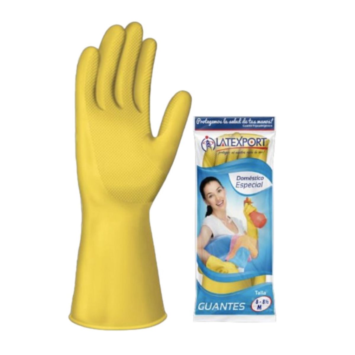 10X Guante Doméstico Especial Amarillo Latexport Calibre 18 Talla 7 Par