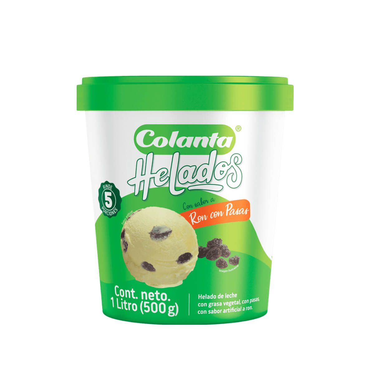 10X Helado Colanta Ron Con Pasas x 1 Litros Neto 500 Gr
