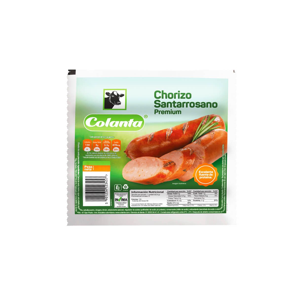 10X Chorizo Santarrosano Colanta x 100 Gr Paquete