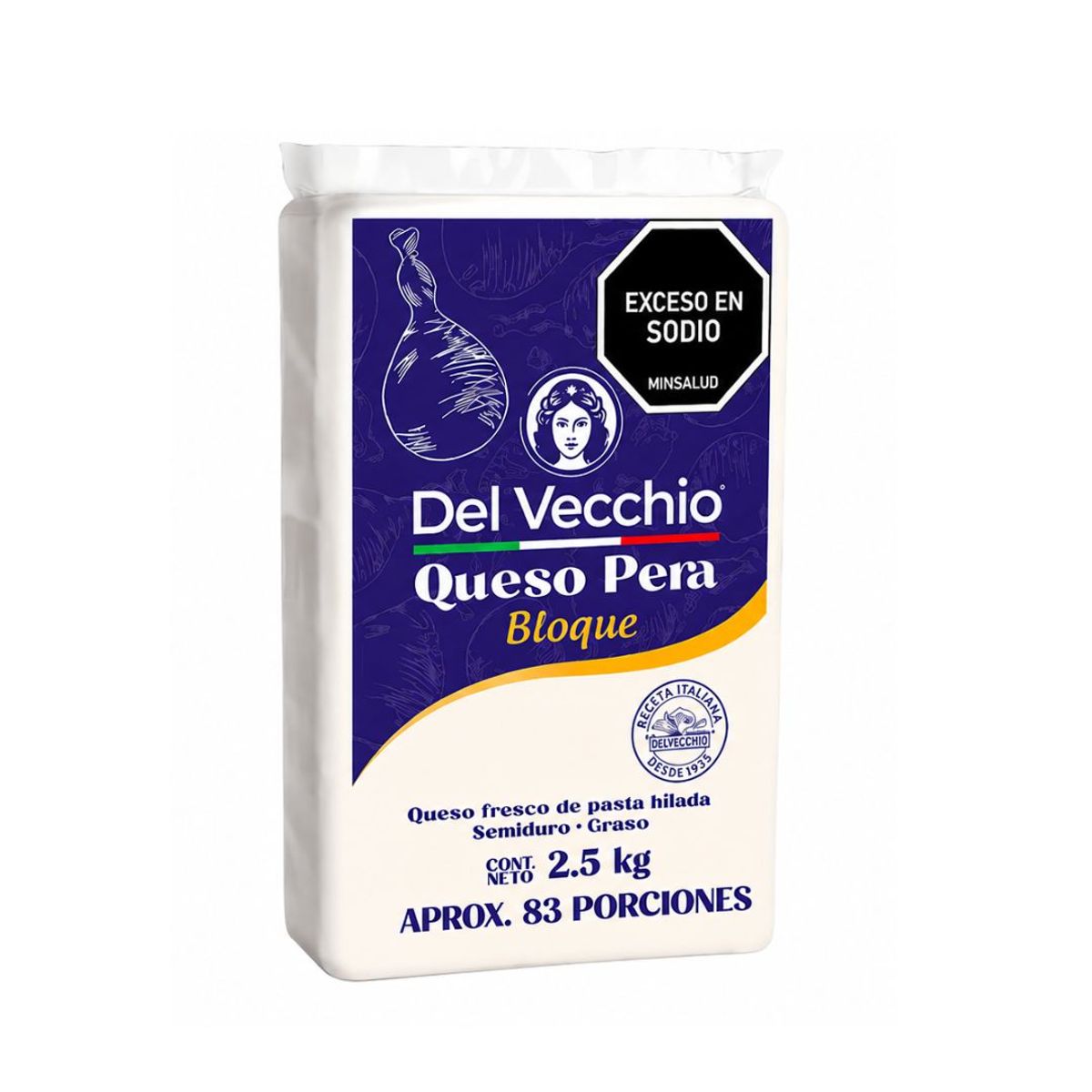 10X Queso Pera Del Vecchio x 2500 Gramos Bloque