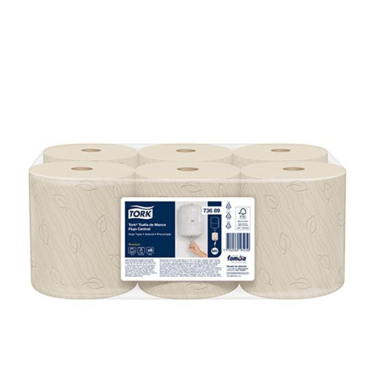 10X Toalla Mano Rollo Natural 73689 HT Conforsec Precortada Equilibrio Familia  x 100 Mts x 6 (73687)
