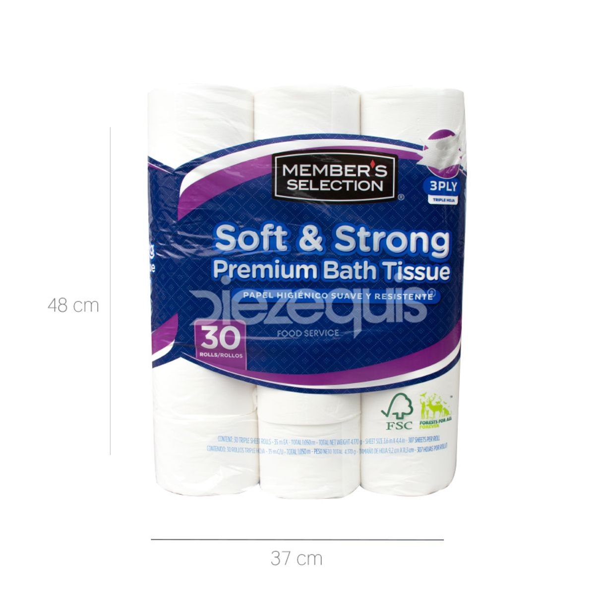 10X Papel Higienico Triple Hoja Member Selection 361339 x 35 Mtrs x 30 Rollos