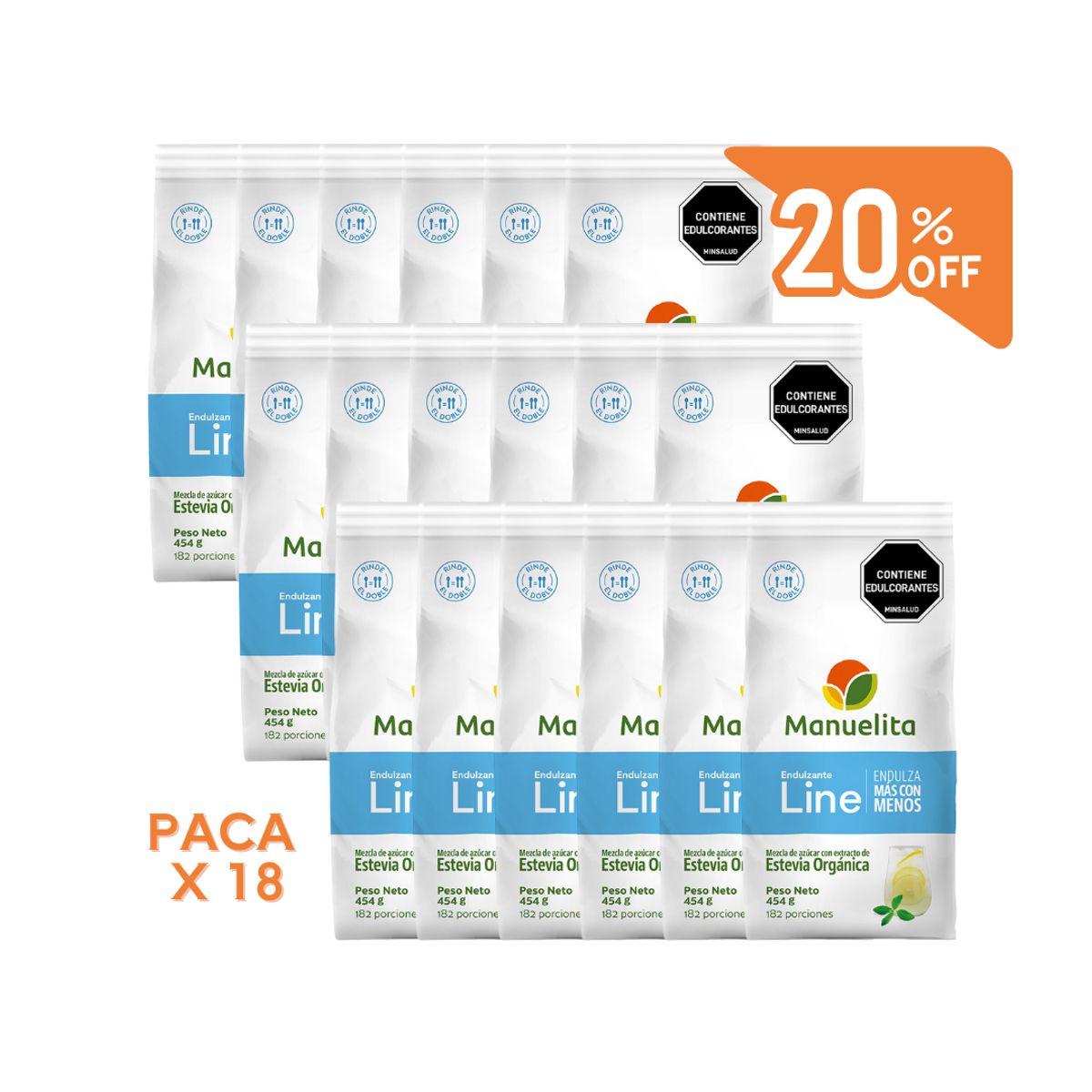 10X Lleve Paca x 18 Und Azúcar Line Manuelita x 454 Gr Bolsa Con 20% Descuento