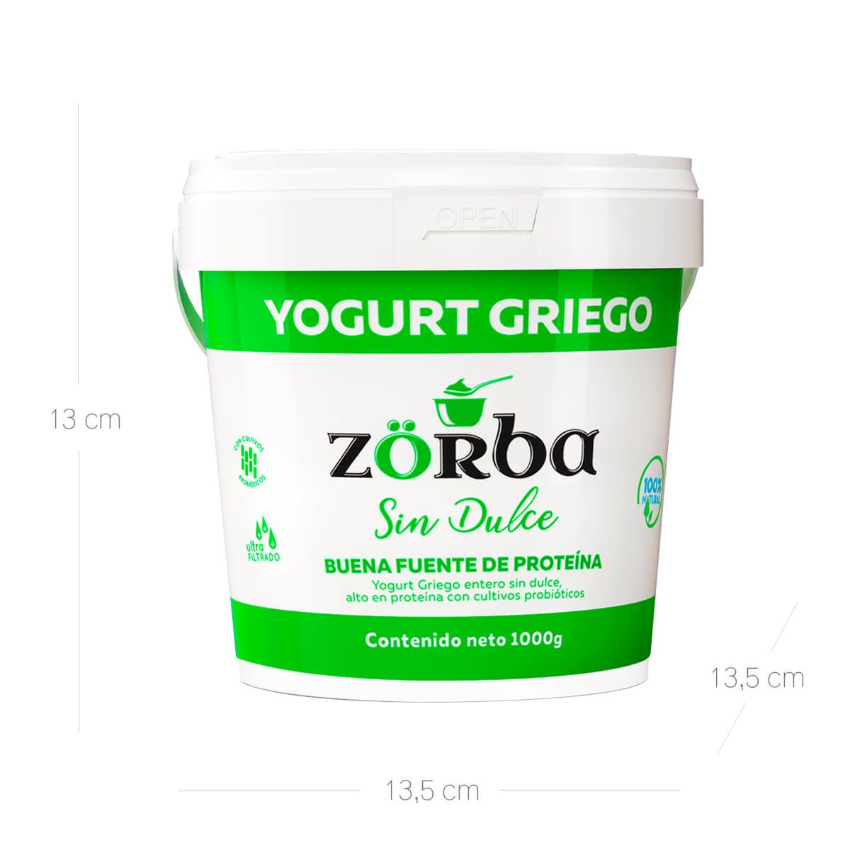 10X Yogurt Griego Natural Sin Dulce Zorba x 1000 Gr