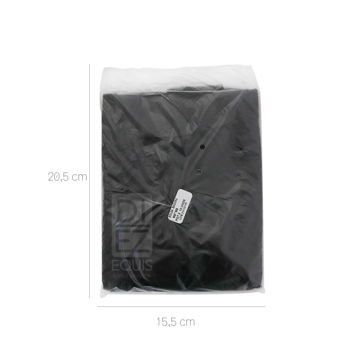 10X Bolsa Basura Negra 60 x 60 Cm x 10 Und