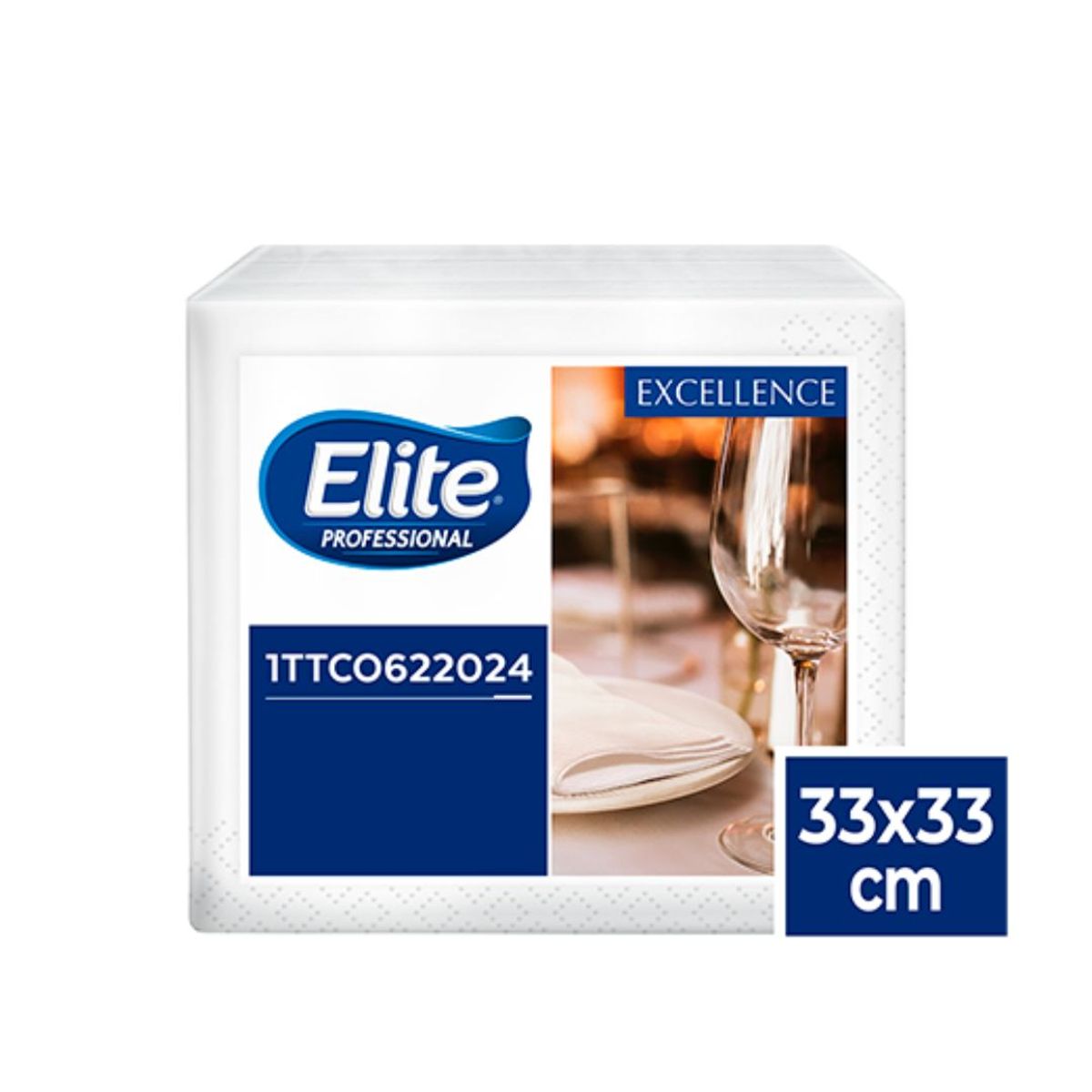 10X Servilleta de Lujo Hoja Sencilla Doblada Blanca 1/8 622024 Elite 33x33 x100 Und Pte