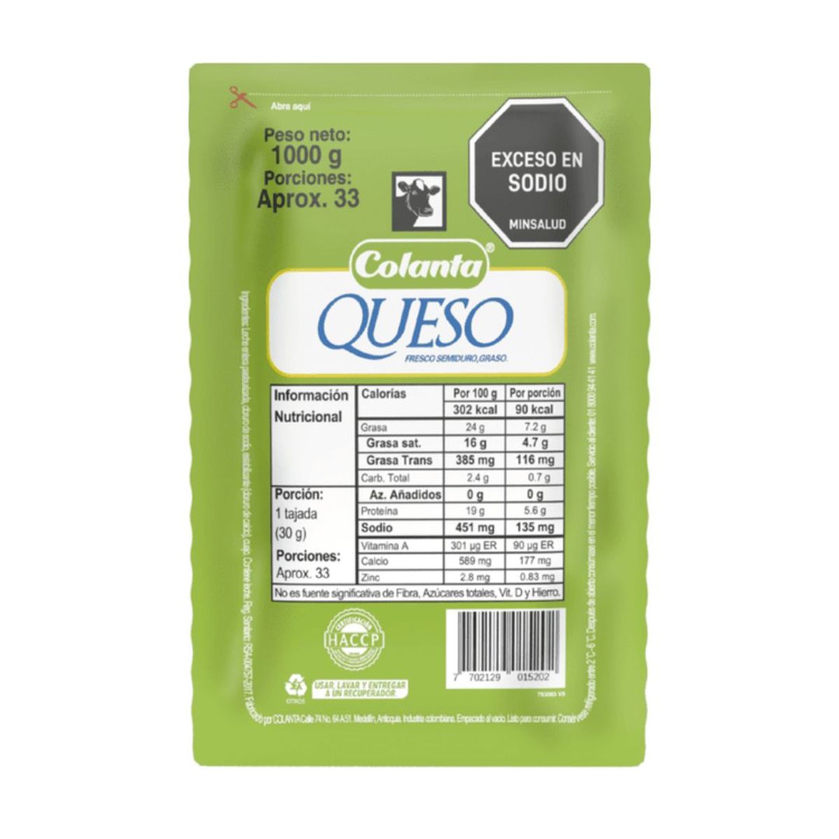 10X Queso Blanco Campesino Colanta x 1000 Gr
