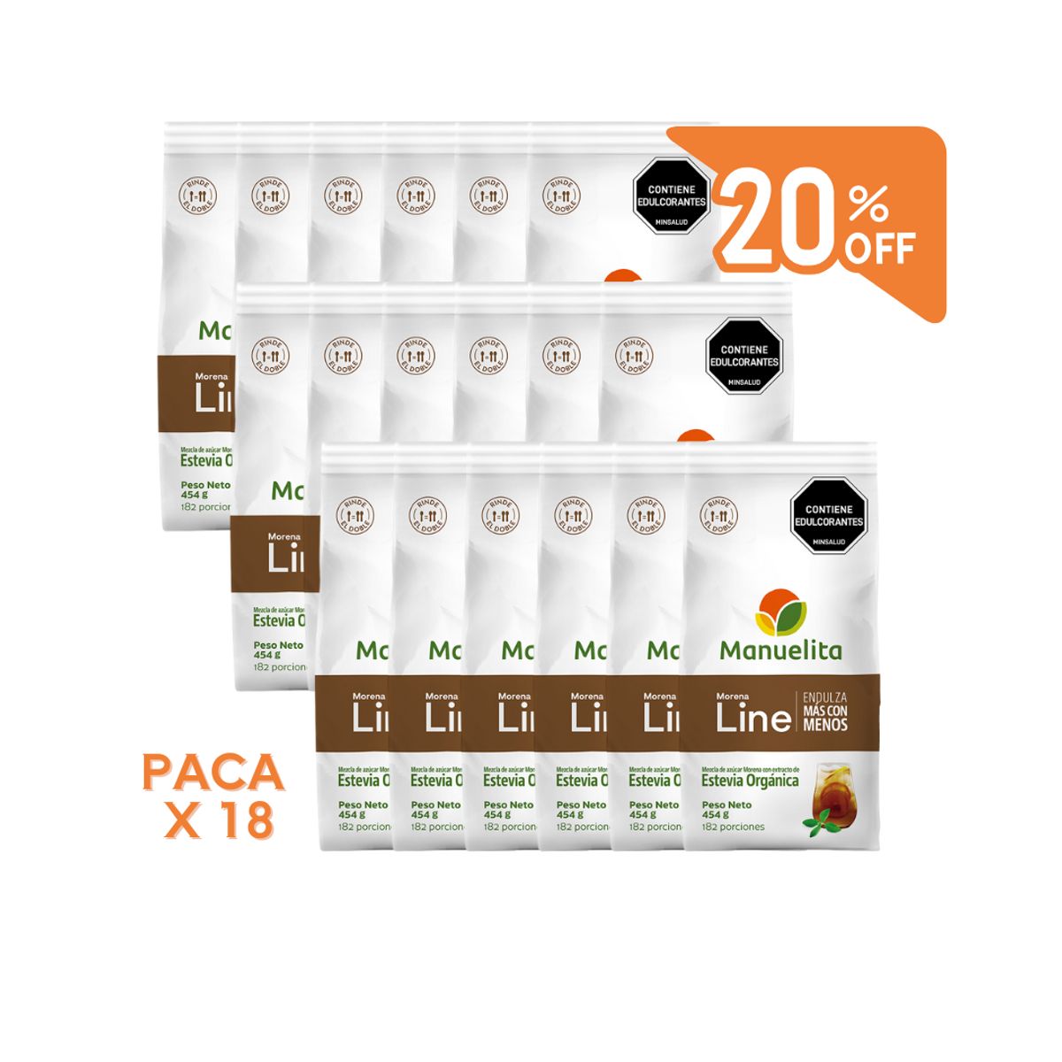 10X Lleve Paca x 18 Und Azúcar Line Morena Manuelita x 454 Gr Bolsa Con 20% Descuento