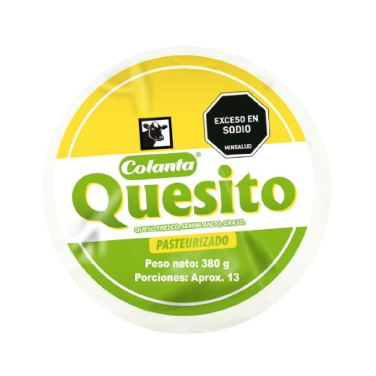 10X Quesito Blanco Redondo Al Vacio Colanta x 380 Gr