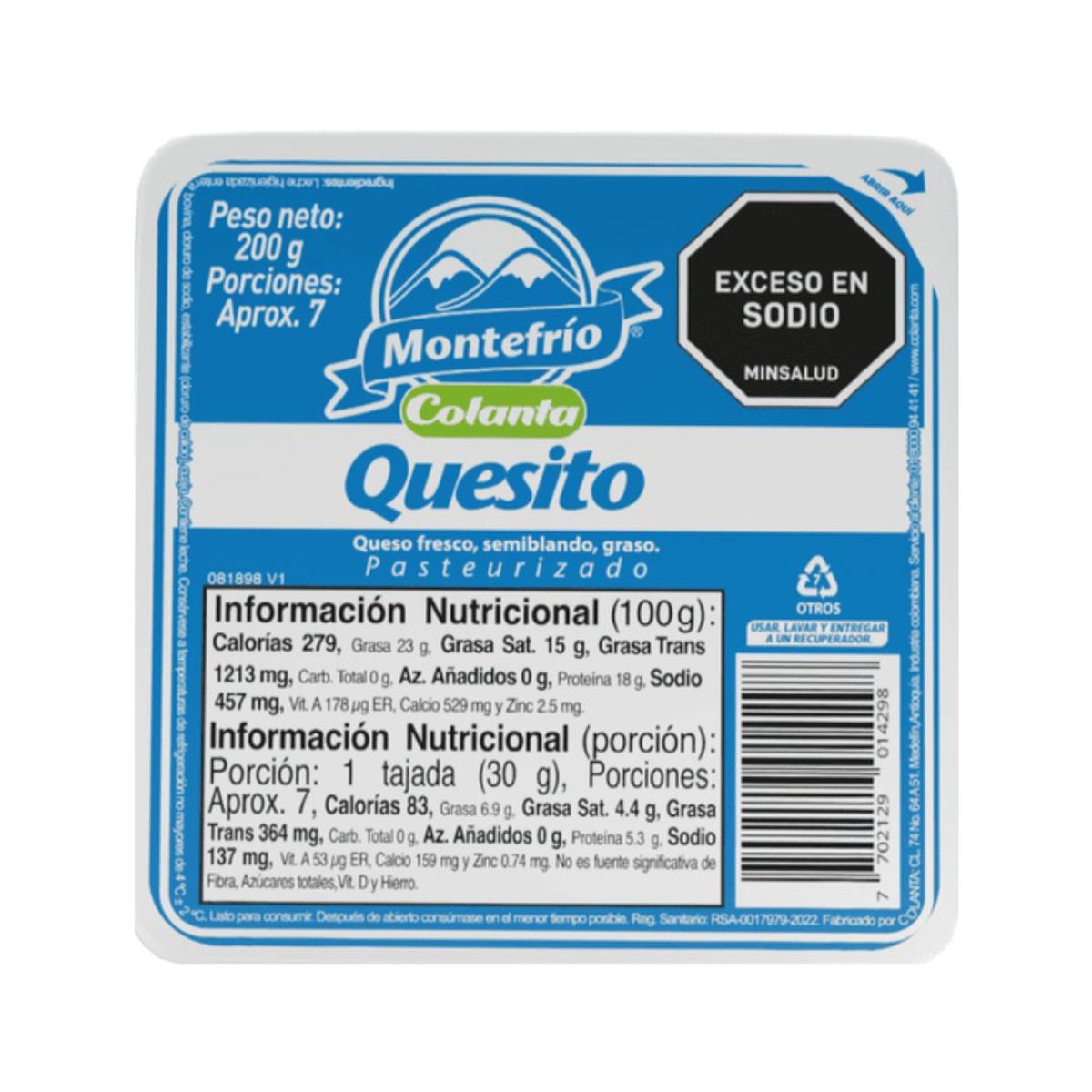 10X Quesito Montefrío al Vacio x 200 Gr