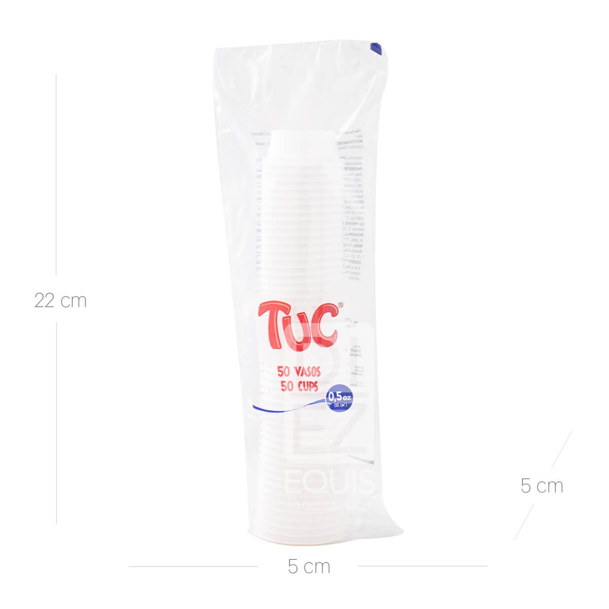 10X Copa Plástica Blanca/Traslúcido Tuc x 0.5 Oz 50 Und