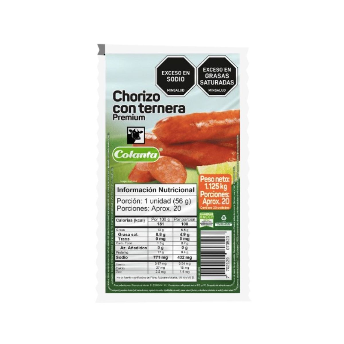 10X Chorizo Ternera Colanta x 20 Und Paquete