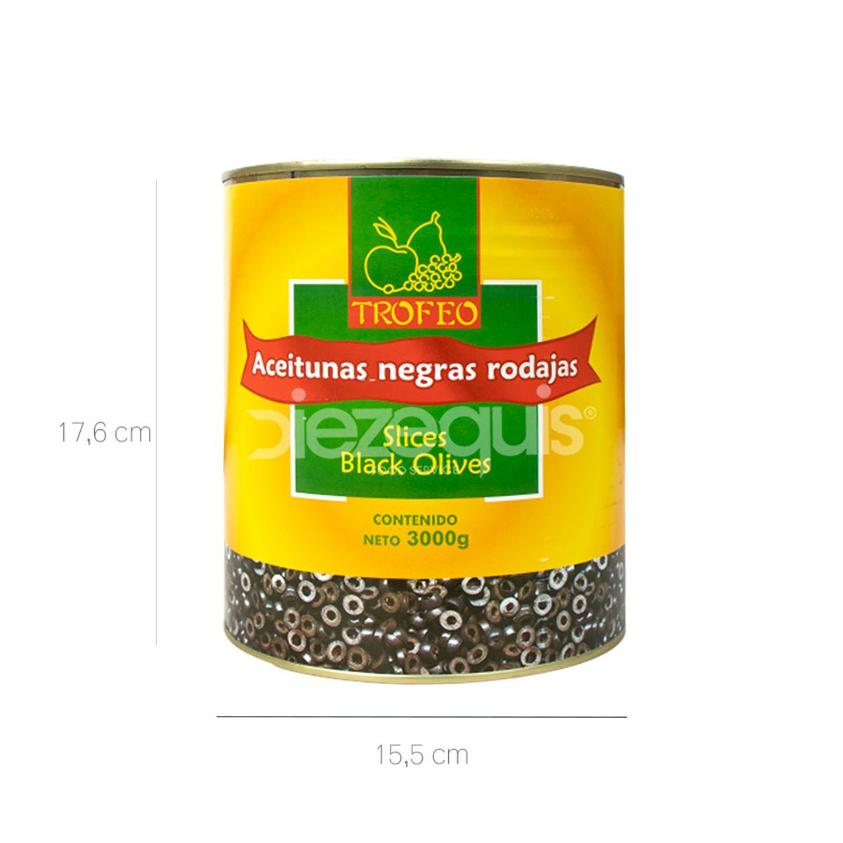 10X Aceituna Negra Rodajas Trofeo x 3000 Gr Lata