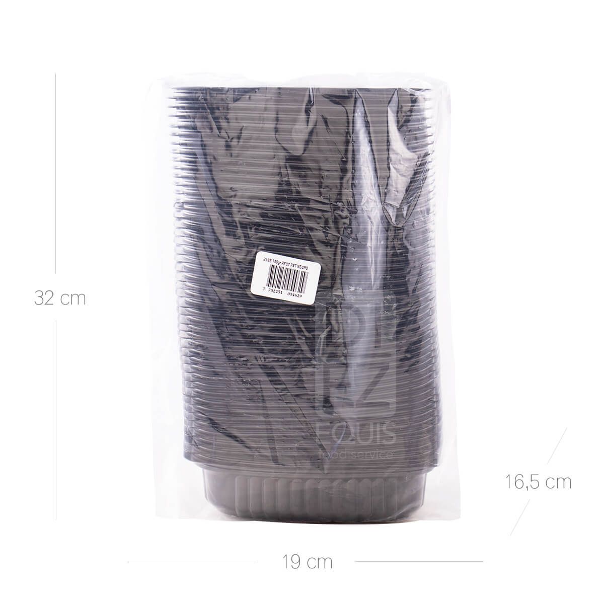 10X Base Rectangular Negro 750 Gr Pet x 50 Unid Paquete