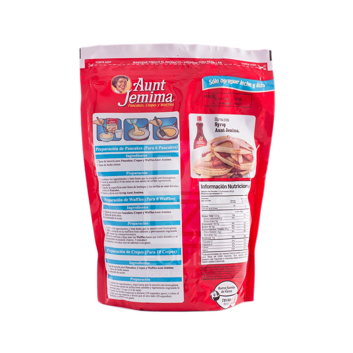 10X Harina De Pancake Aunt Jemima Solo Leche x 600 Gr