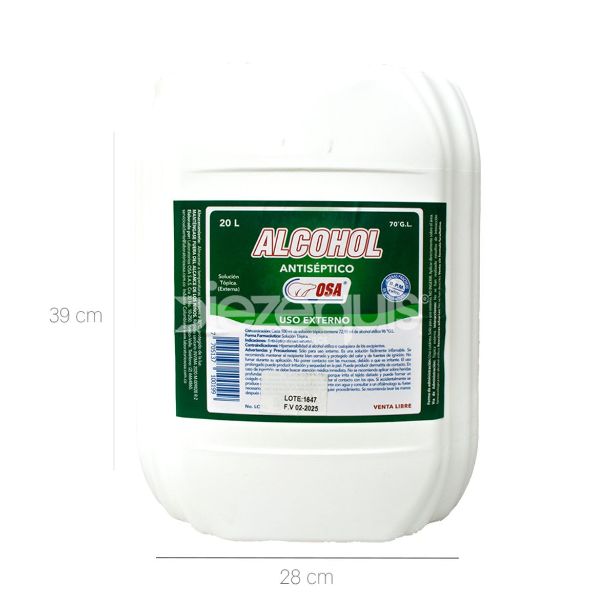 10X Alcohol Antiséptico (Osa - Remy) x 20 Ltrs