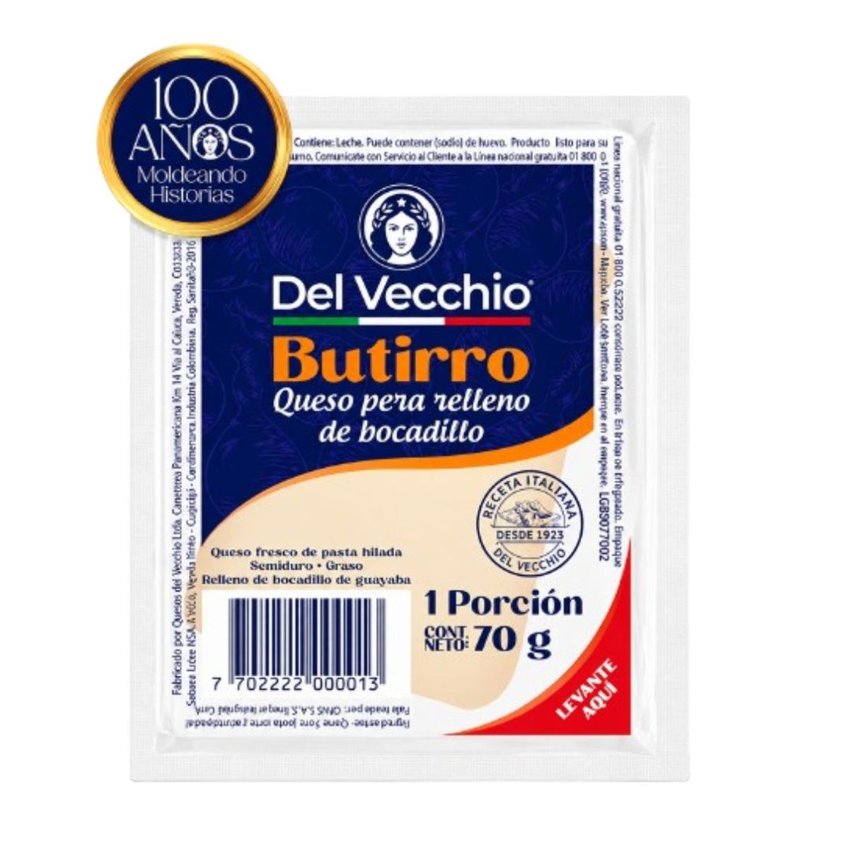 10X Queso Butirro Del Vecchio x 70 Gramos x 10 Und (Individual)