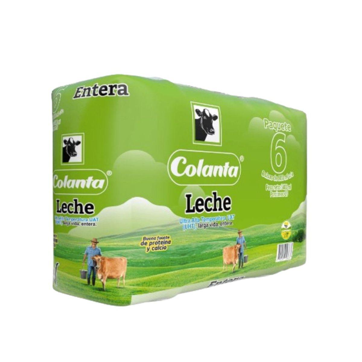 10X Leche UHT Entera Colanta x 900 Ml Bolsa x 6 und