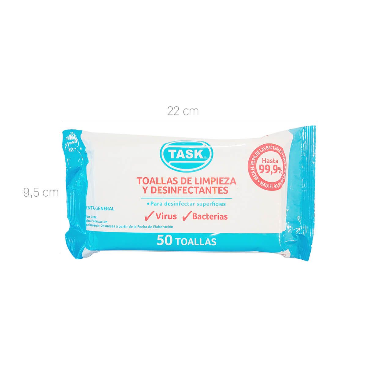 10X Toalla Humeda Desinfectante Task x 50 Und