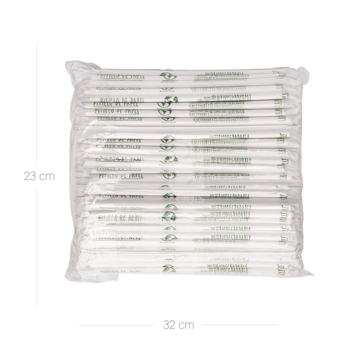 10X Pitillo de Papel Biodegradable Blanco 8x250mm x 200 Bolsa