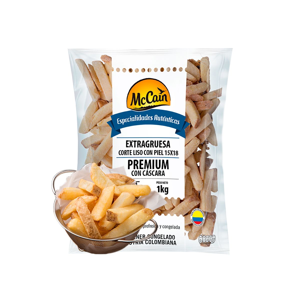 10X Papa Extra Gruesa Con Cobertura 15x18 mm McCain Skin On x 2 Kg Bolsa