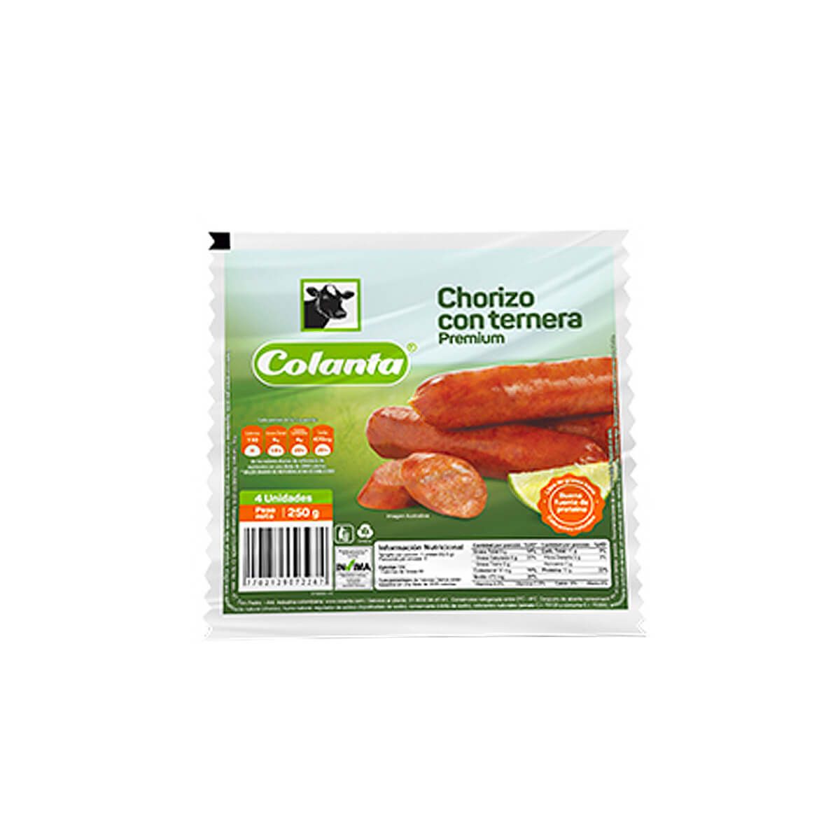 10X Chorizo Ternera Colanta x 225 Gr Paquete