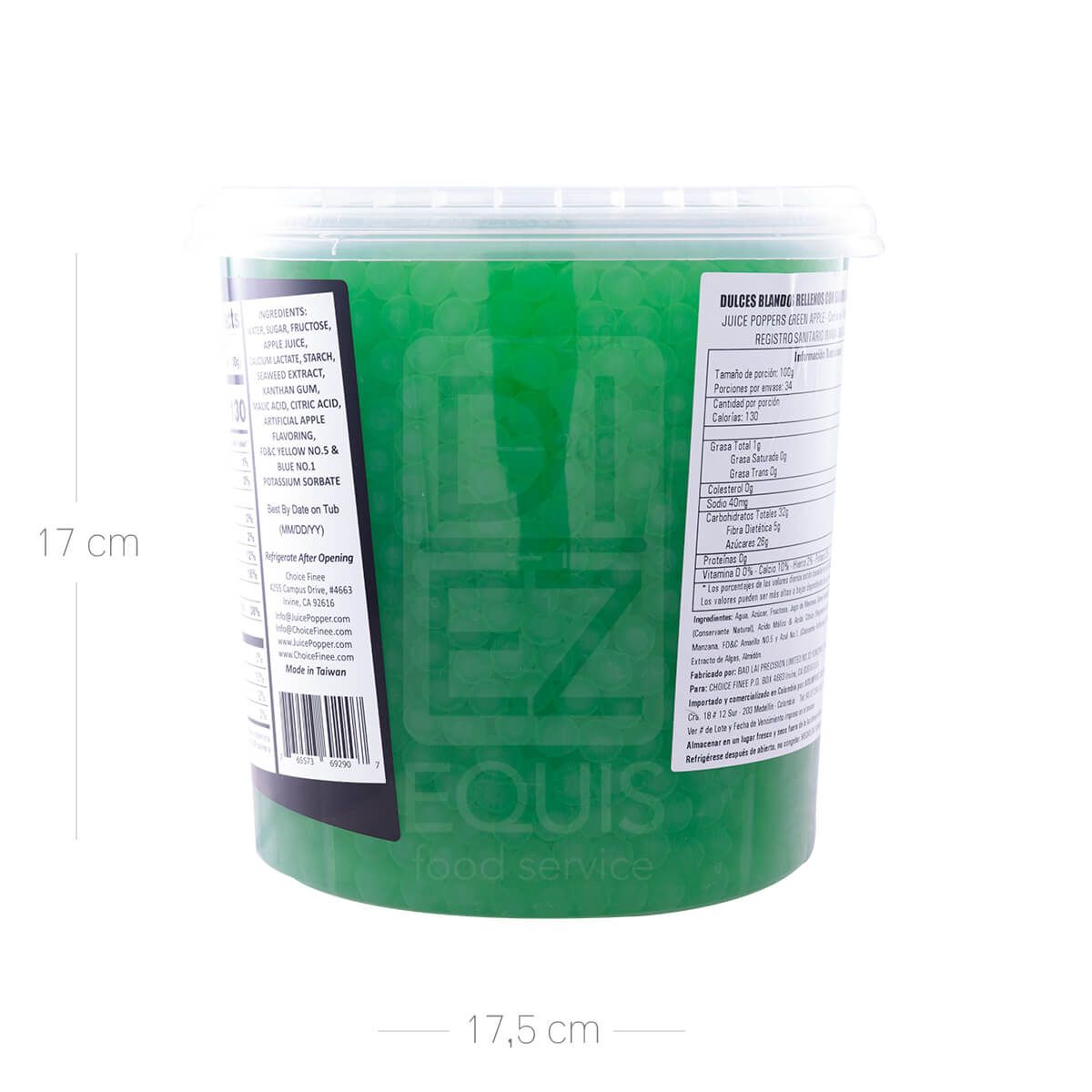 10X Perla Explosiva Manzana Verde Juice Poppers x 3.400 Gr Balde