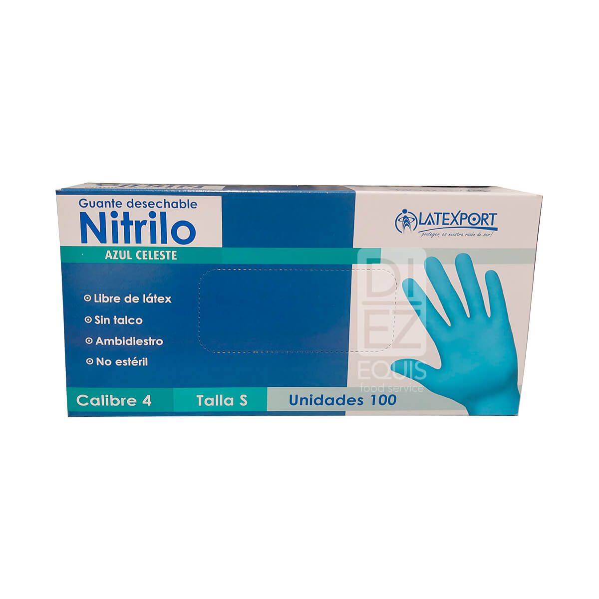 10X Guante Manipulación Nitrilo Azul C4 Latexport Talla S x 100 Und Caja