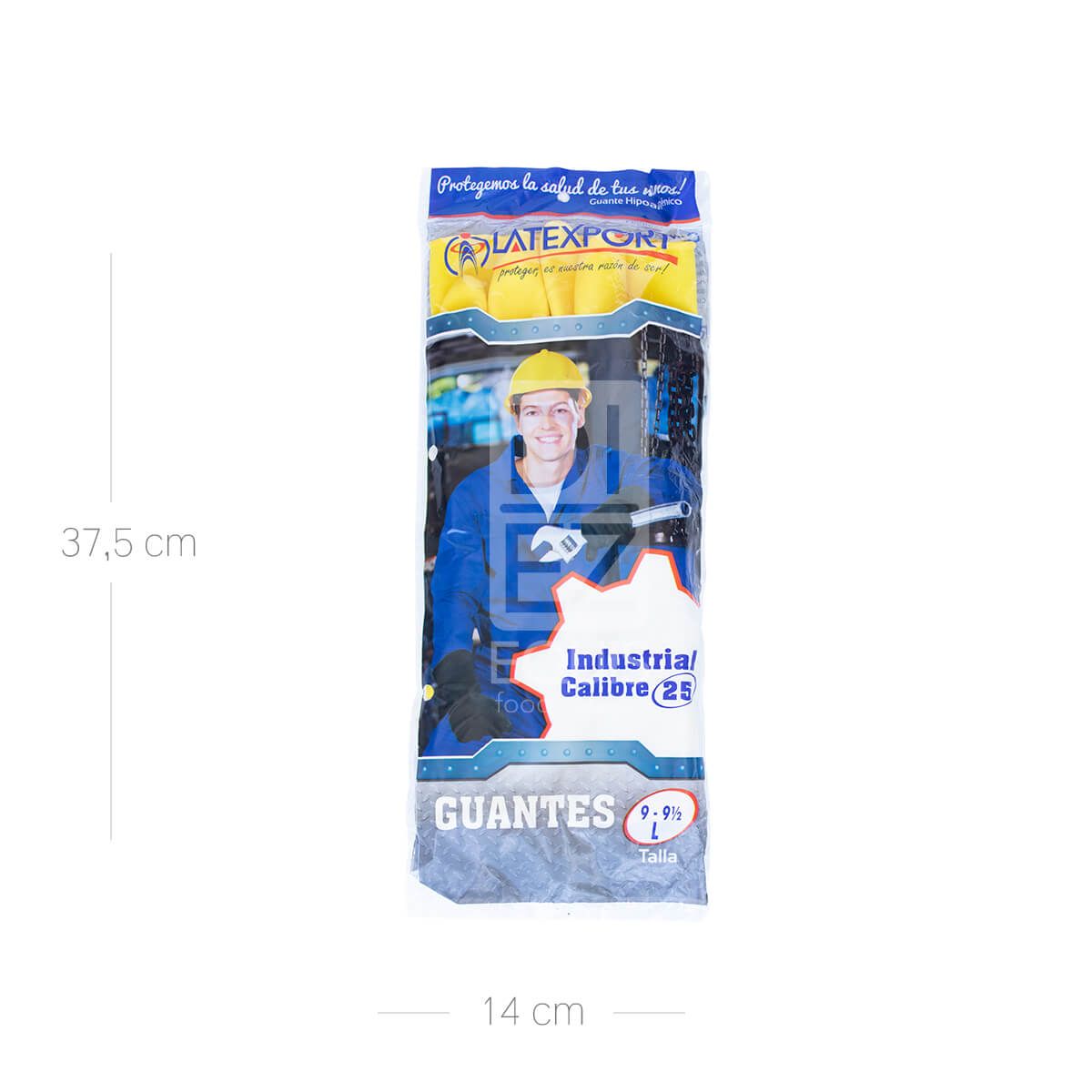 10X Guante Industrial Amarillo Latexport Calibre 25 Talla 9 Par