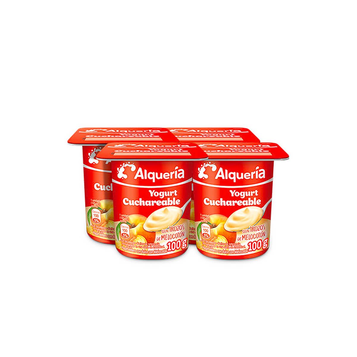 10X Yogurt Melocotón Cuchareable Alquería x 4 Und x 100 Gr Vaso