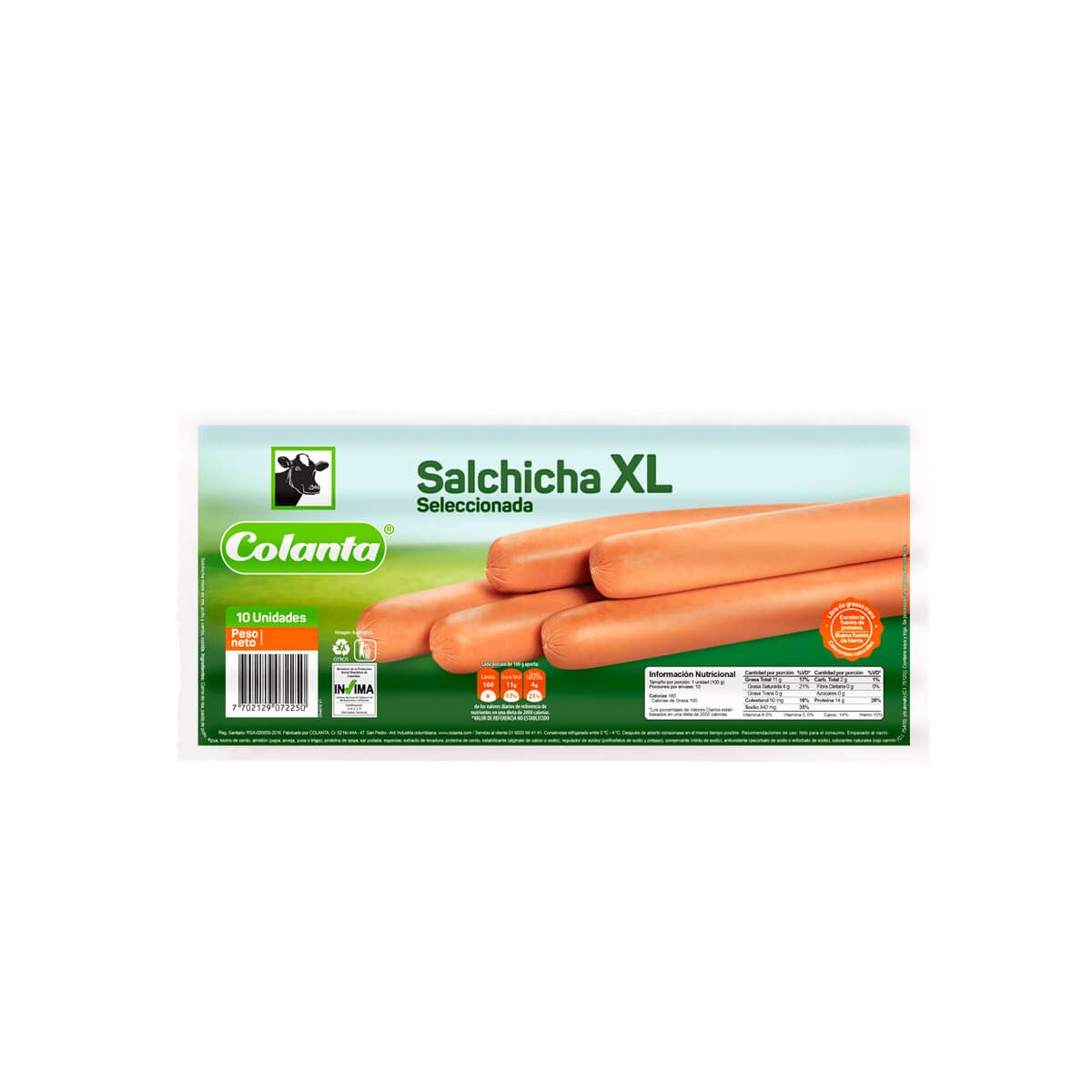 10X Salchicha Colanta XL x 360 Gr