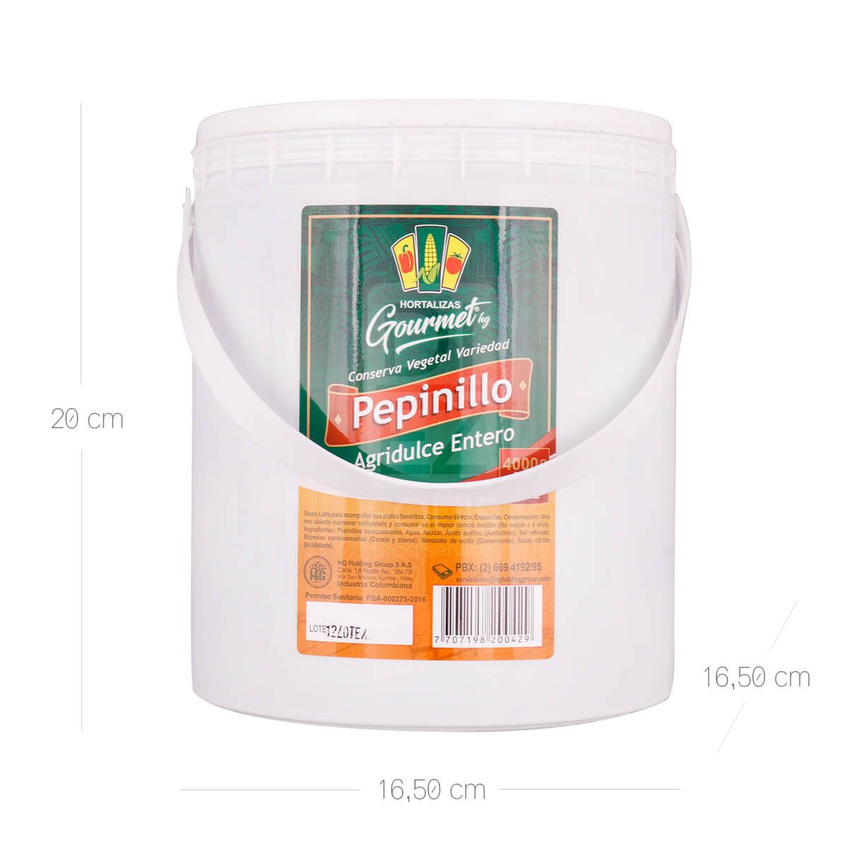 10X Pepinillo Entero Agridulce H.G x 4000 Gr Balde
