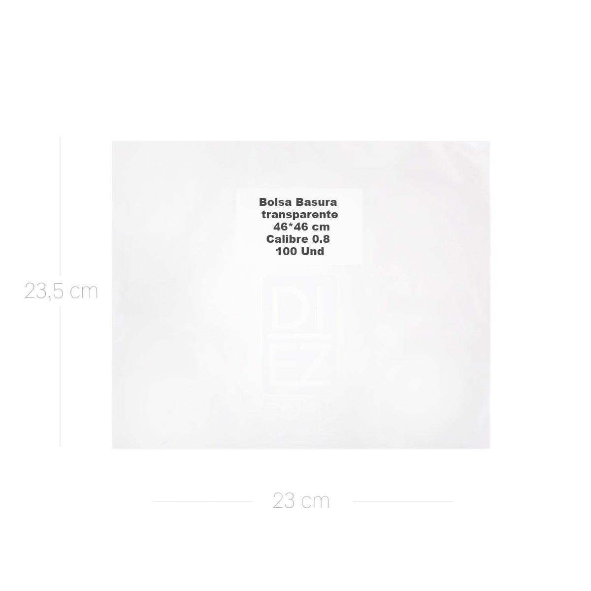 10X Bolsa Basura Transparente 46 x 46 Cm x 100 Und Rollo