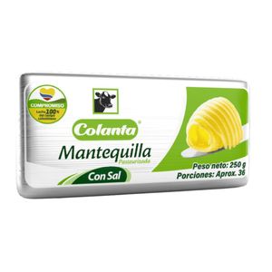 Mantequilla Colanta Con Sal x 250 Gr Barra Gris - Unidad