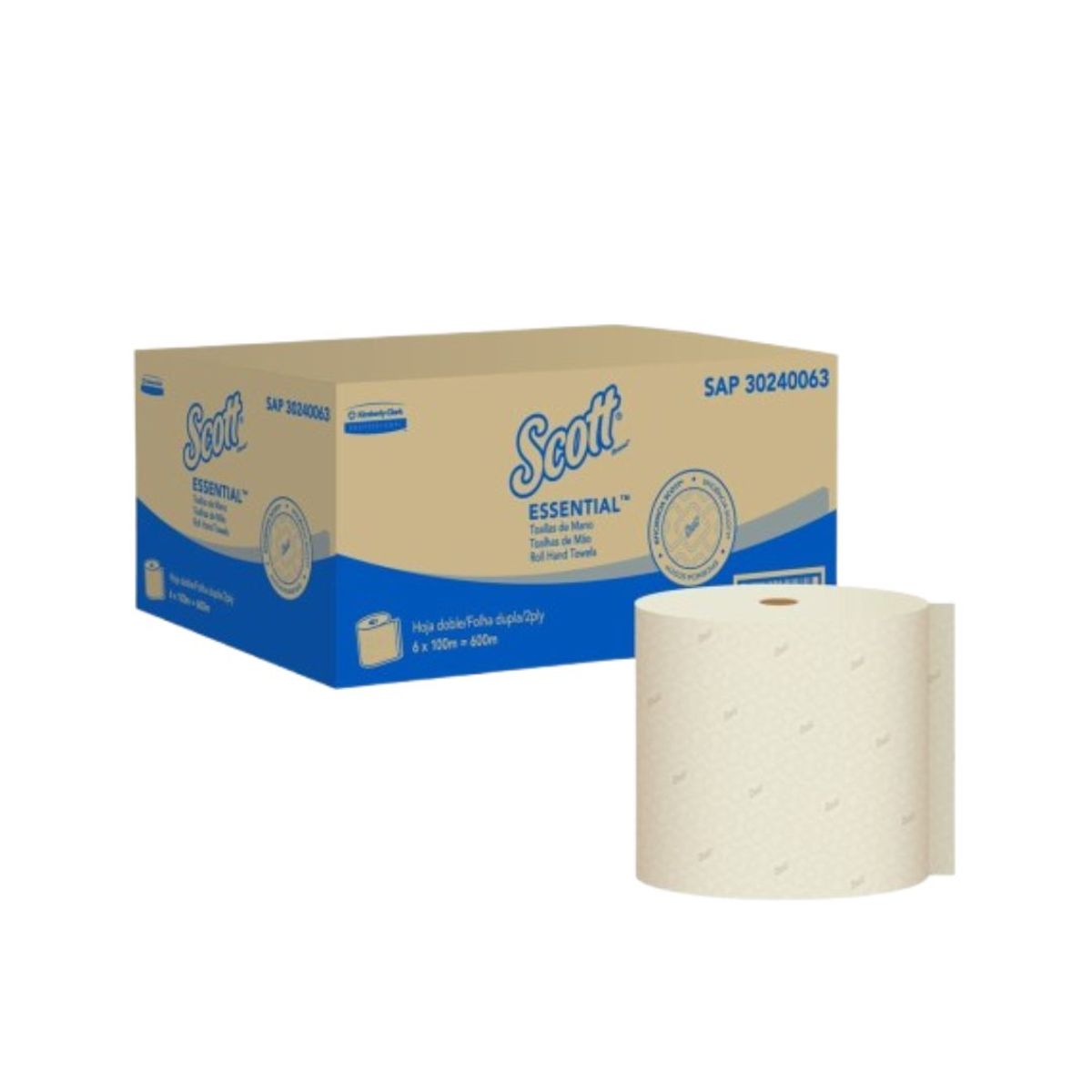 10X Toalla Mano Rollo Natural H Doble Scott 0063 Compacto x 100 Mts x 6