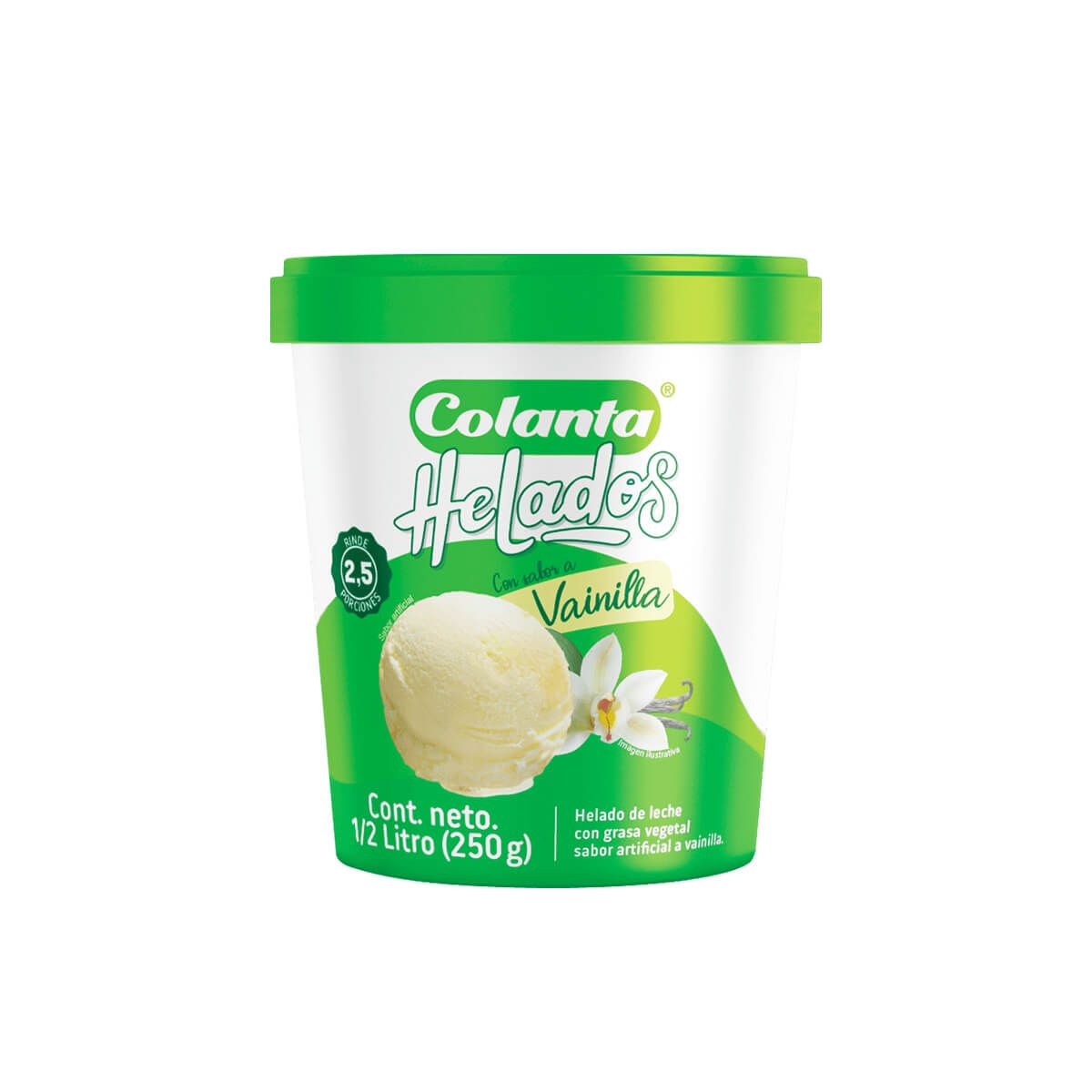10X Helado Colanta De Vainilla x 500 Ml Neto 250 Gr