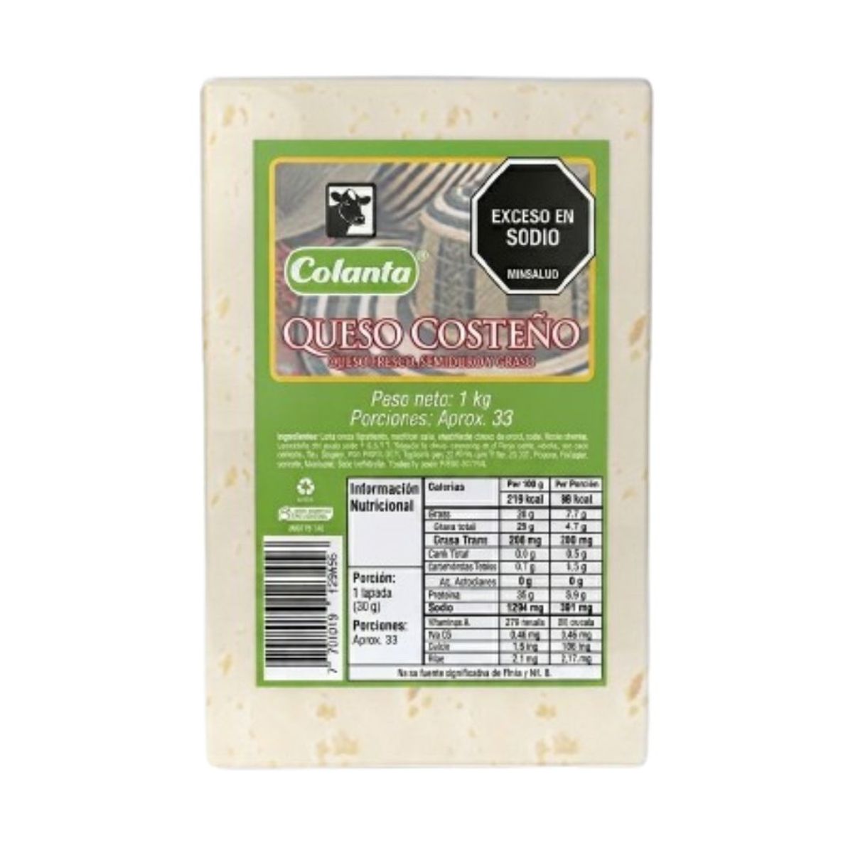 10X Queso Costeño Colanta Bloque x 1000 Gr