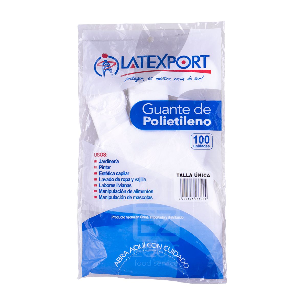 10X Guante Manipulación Alimento Polietileno Empaque Individual x 100 Pares