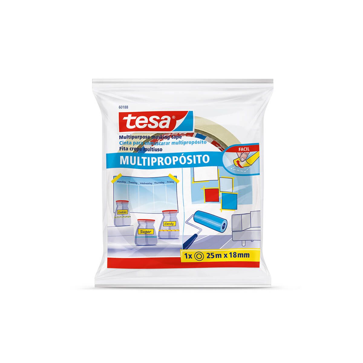 10X Cinta Enmascarar Tesa 3/4 X 25 Metros 18Mm X 25 Metros Tesa