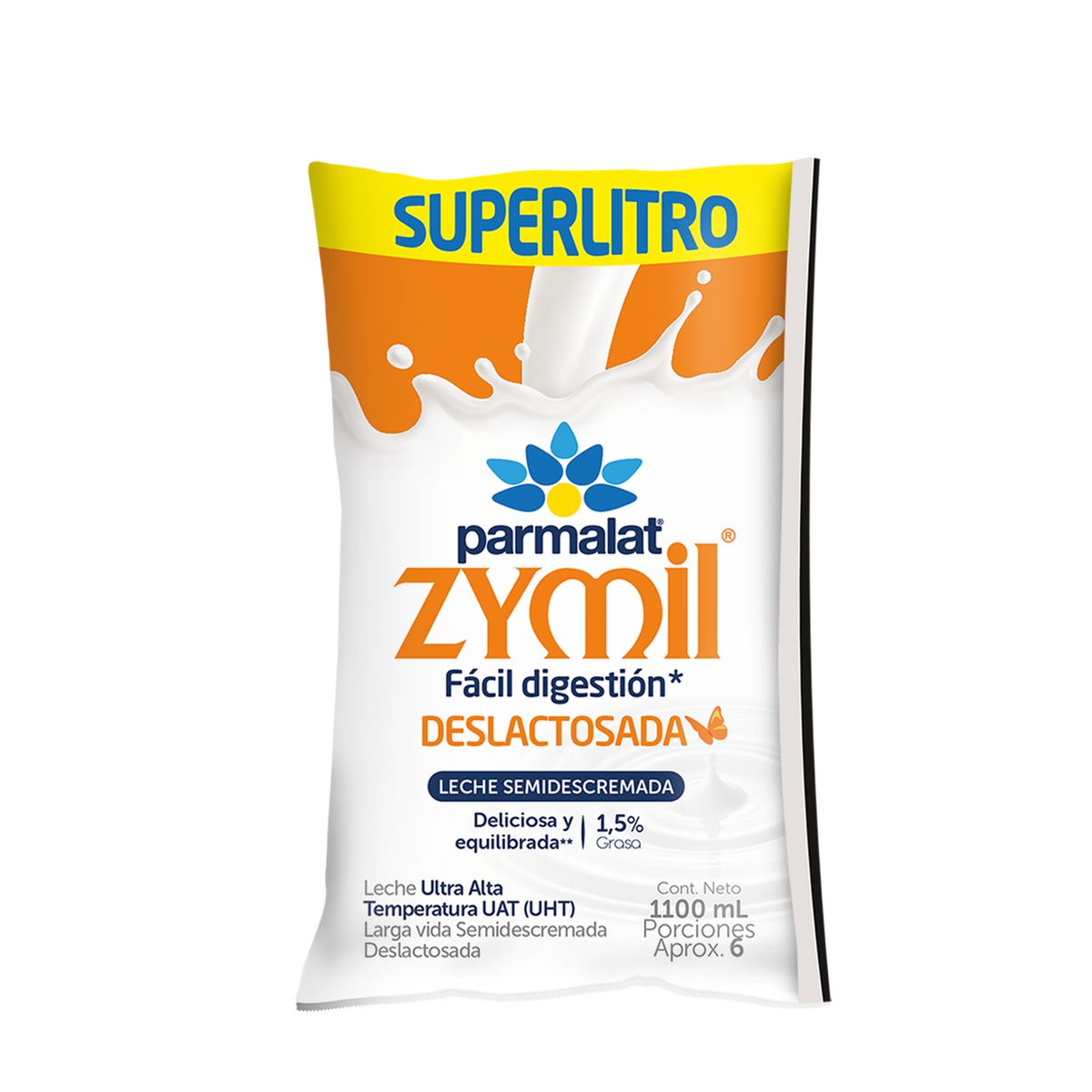 10X Leche UHT Zymil Deslactosada Parmalat x 1100 Ml Bolsa