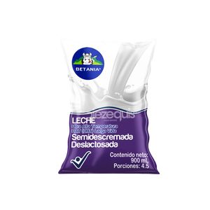 Leche UHT Semidescremada Deslactosada Betania x 900 Ml - Bolsa
