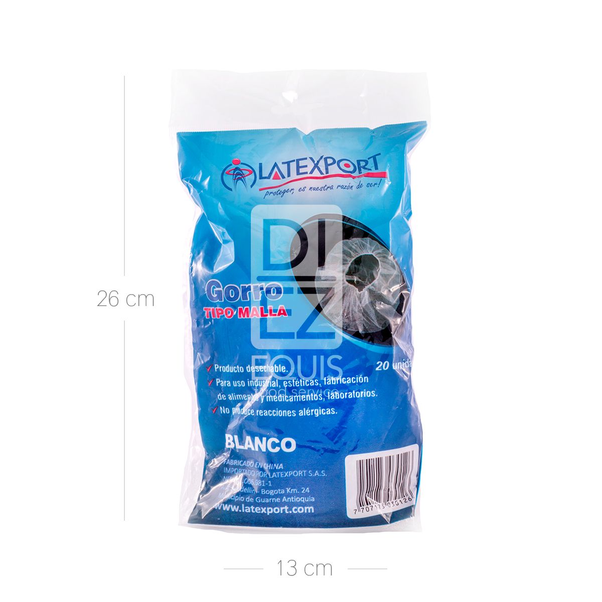 10X Gorro Malla Blanco Latexport x 20 Und