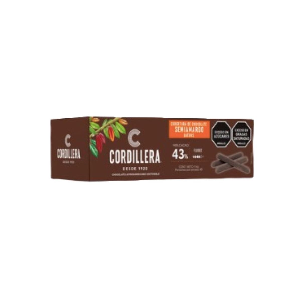 10X Barra de Chocolate Semiamargo 43% Cordillera X 1000 Gr