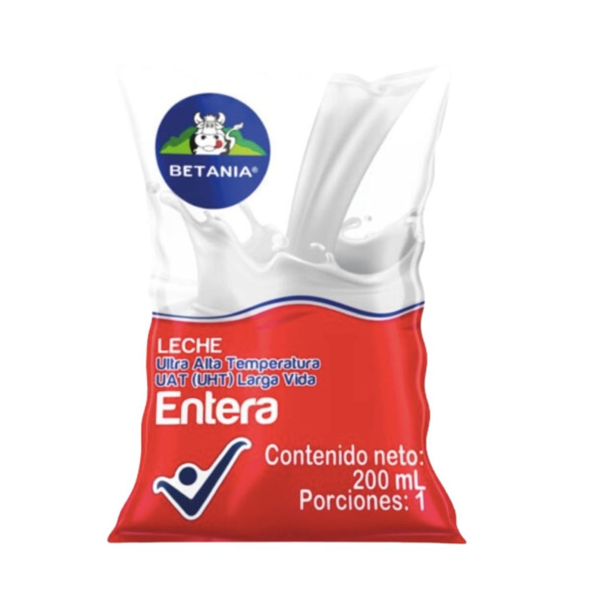 10X Leche UHT Entera Betania x 200 Ml Bolsa