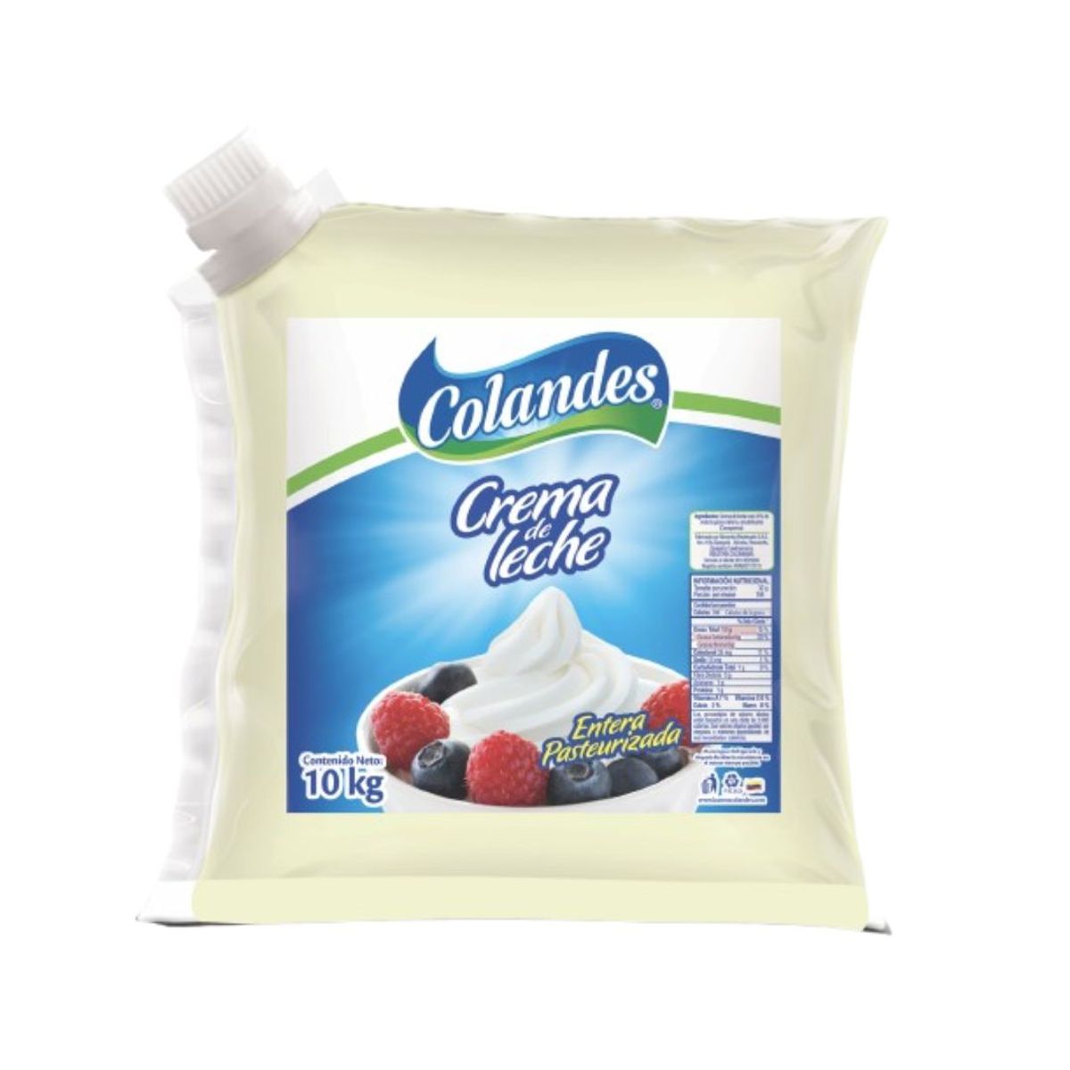 10X Crema De Leche Entera Pasteurizada Colandes x 10 Litros Bolsa