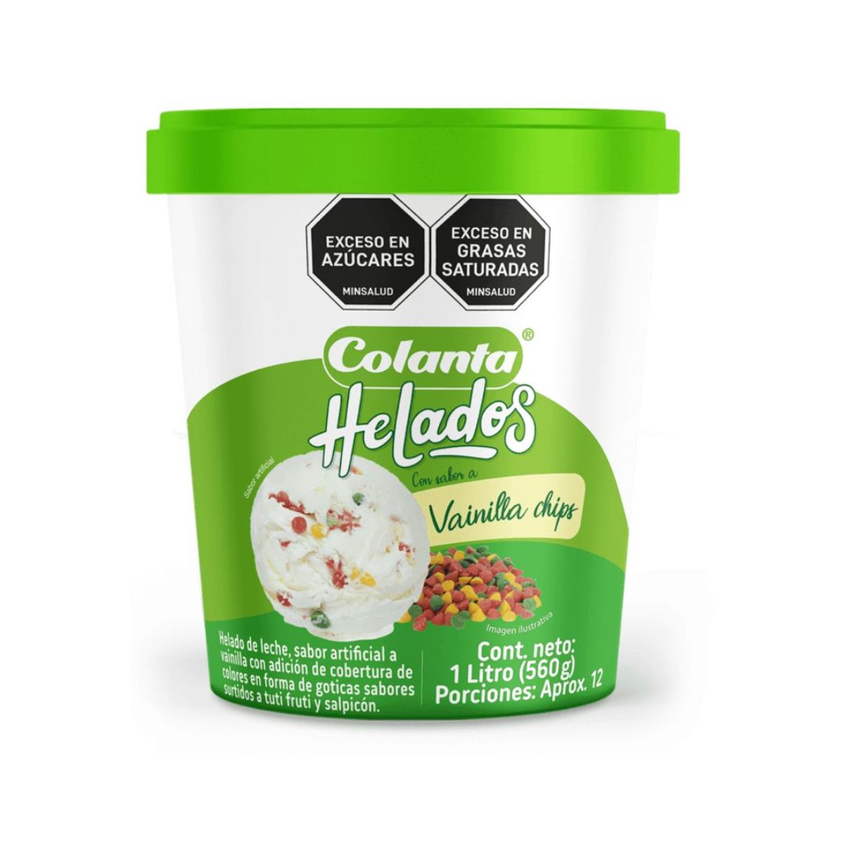 10X Helado Colanta Vainilla Chips x 1 Litro Neto 580 Gr
